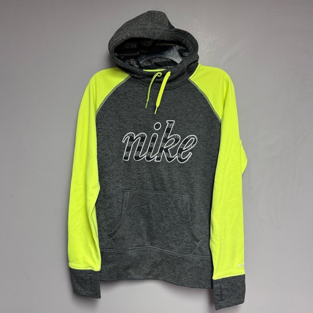 Nike Men's Gray and neon Yellow Hoodie sweatshirt size L large